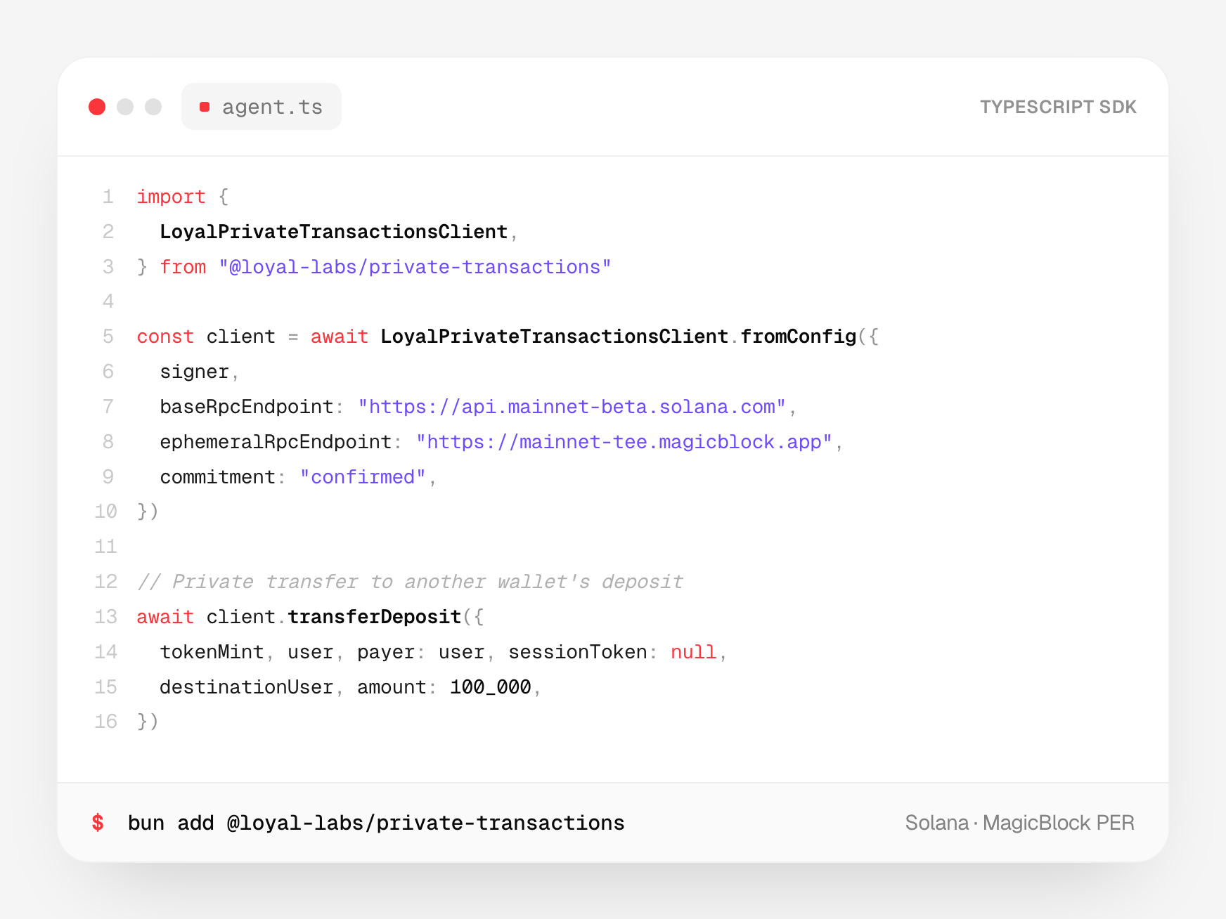 Loyal SDK quick-start for agent transactions